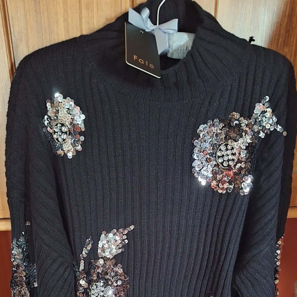 FATE Long Sleeved Black Mocked Neck w/Sequins